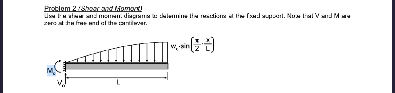 Problem 2 ( Shear and Moment ) Use the shear and