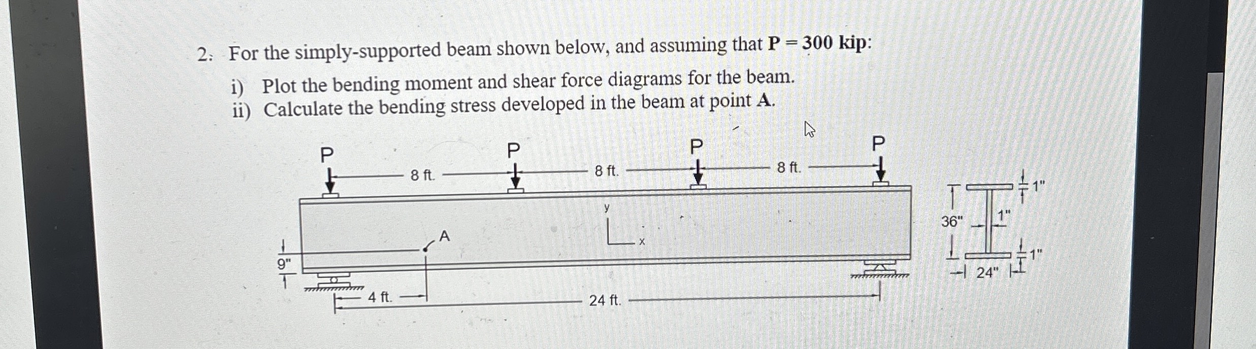 For the simply - supported beam shown below, and