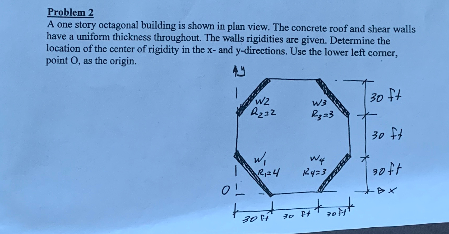 Problem 2 A one story octagonal building is shown