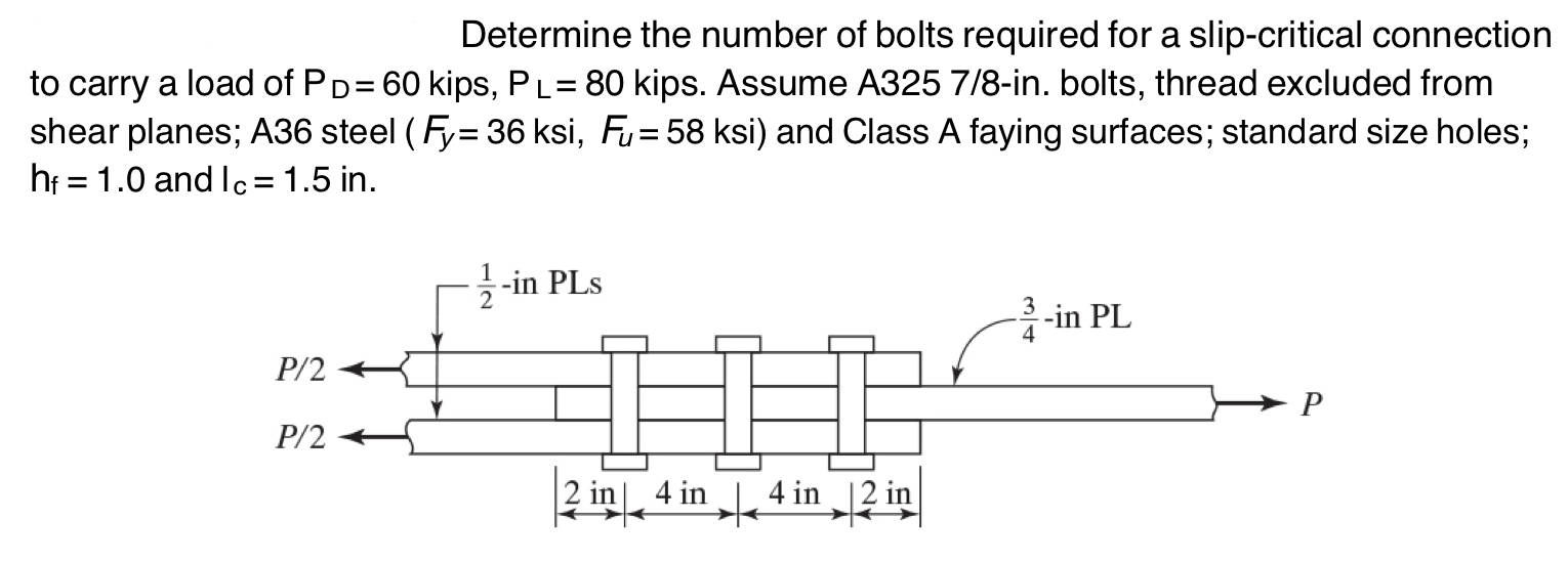 Determine the number of bolts required for a slip