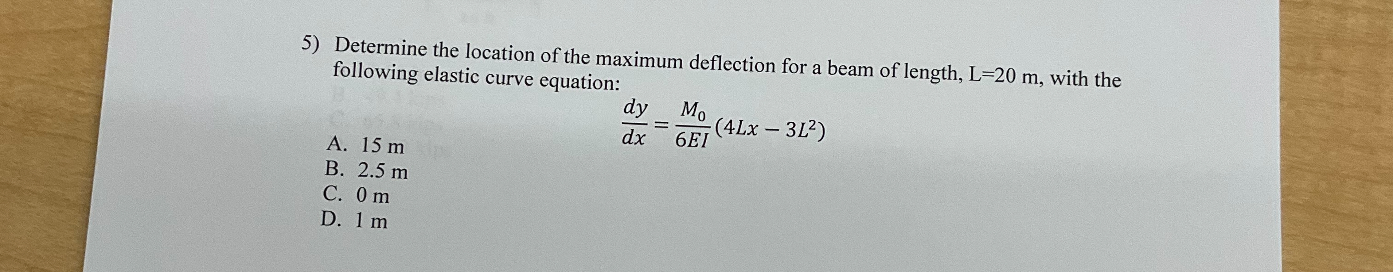 Determine the location of the maximum deflection