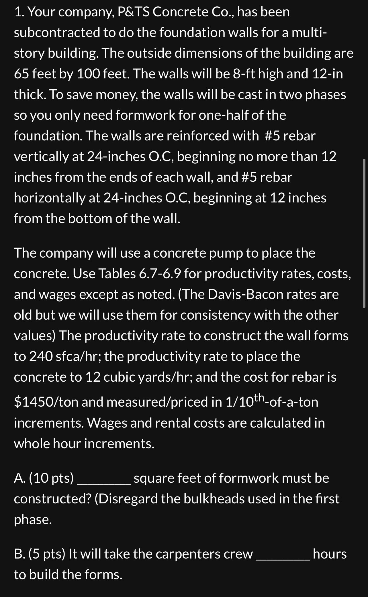Your company, P&TS Concrete Co . , has been