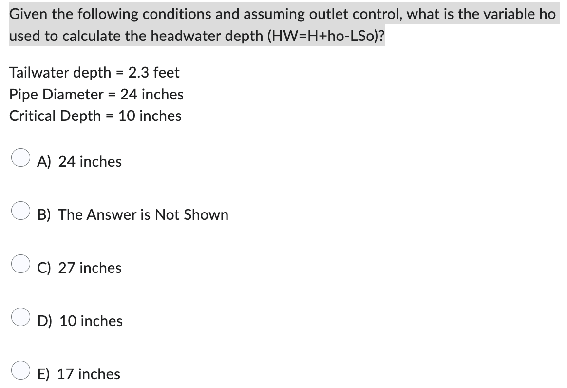 Given the following conditions and assuming