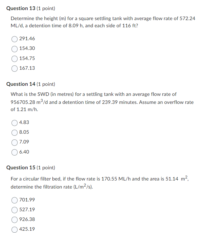 Question 1 3 ( 1 point ) Determine the height )