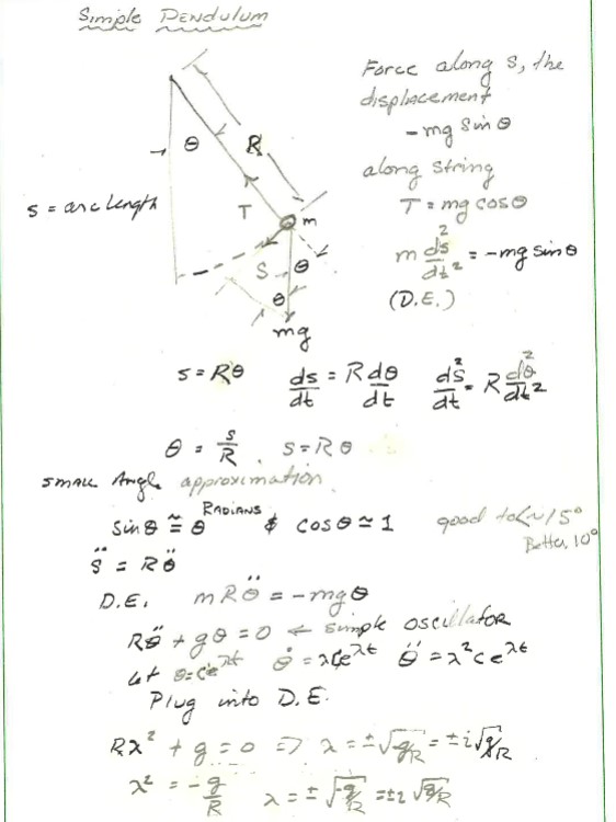 Solve the differential equation for the pendulum