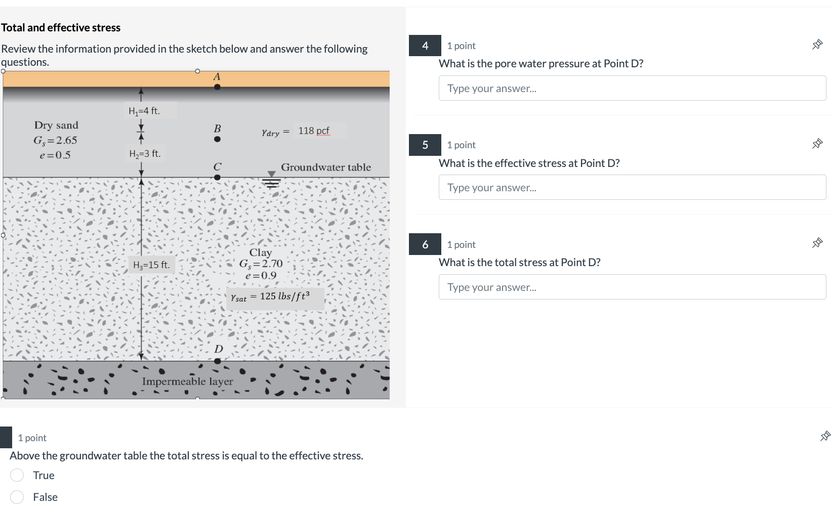 Total and effective stress Review the information