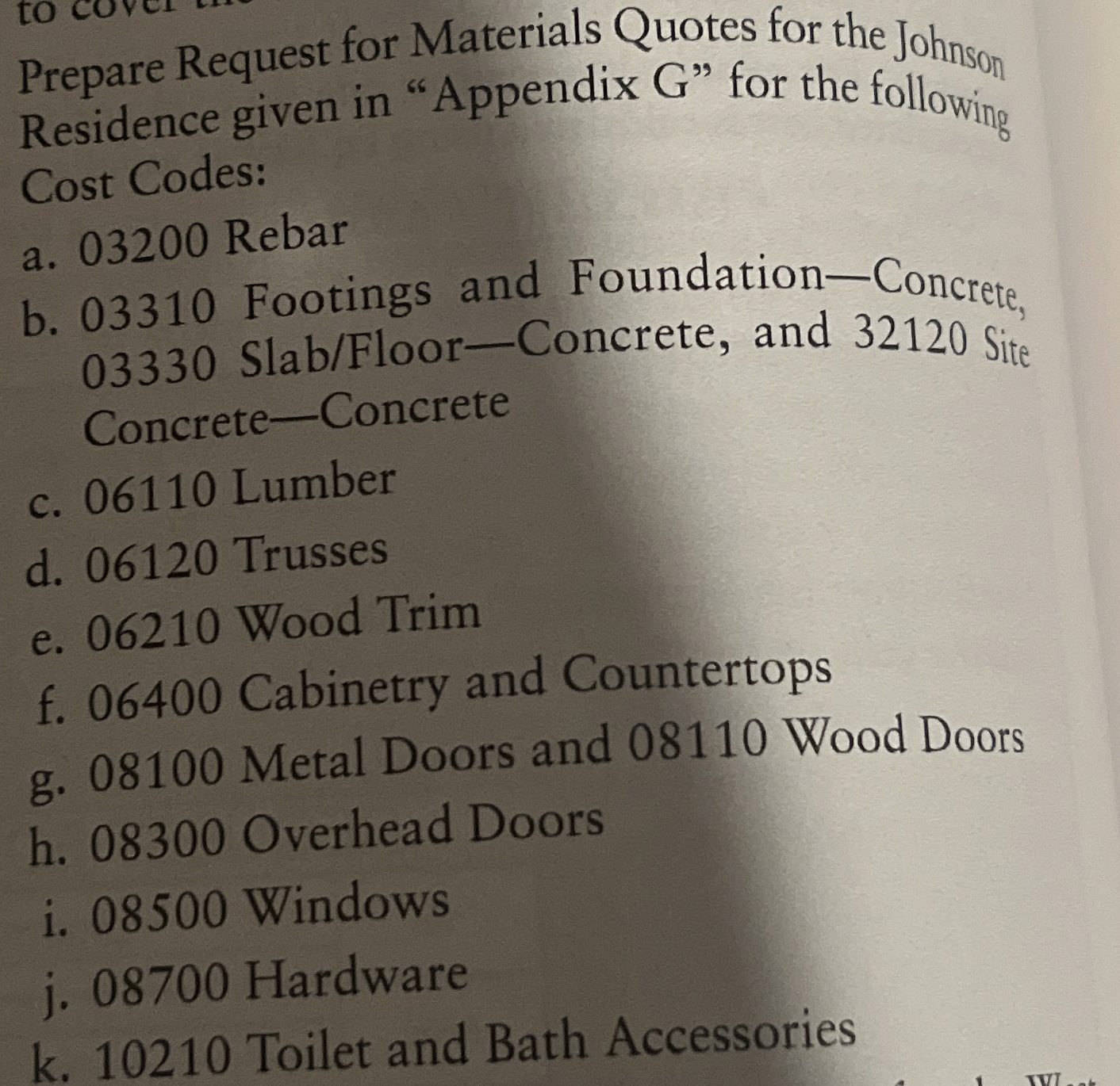 Prepare Request for Materials Quotes for the