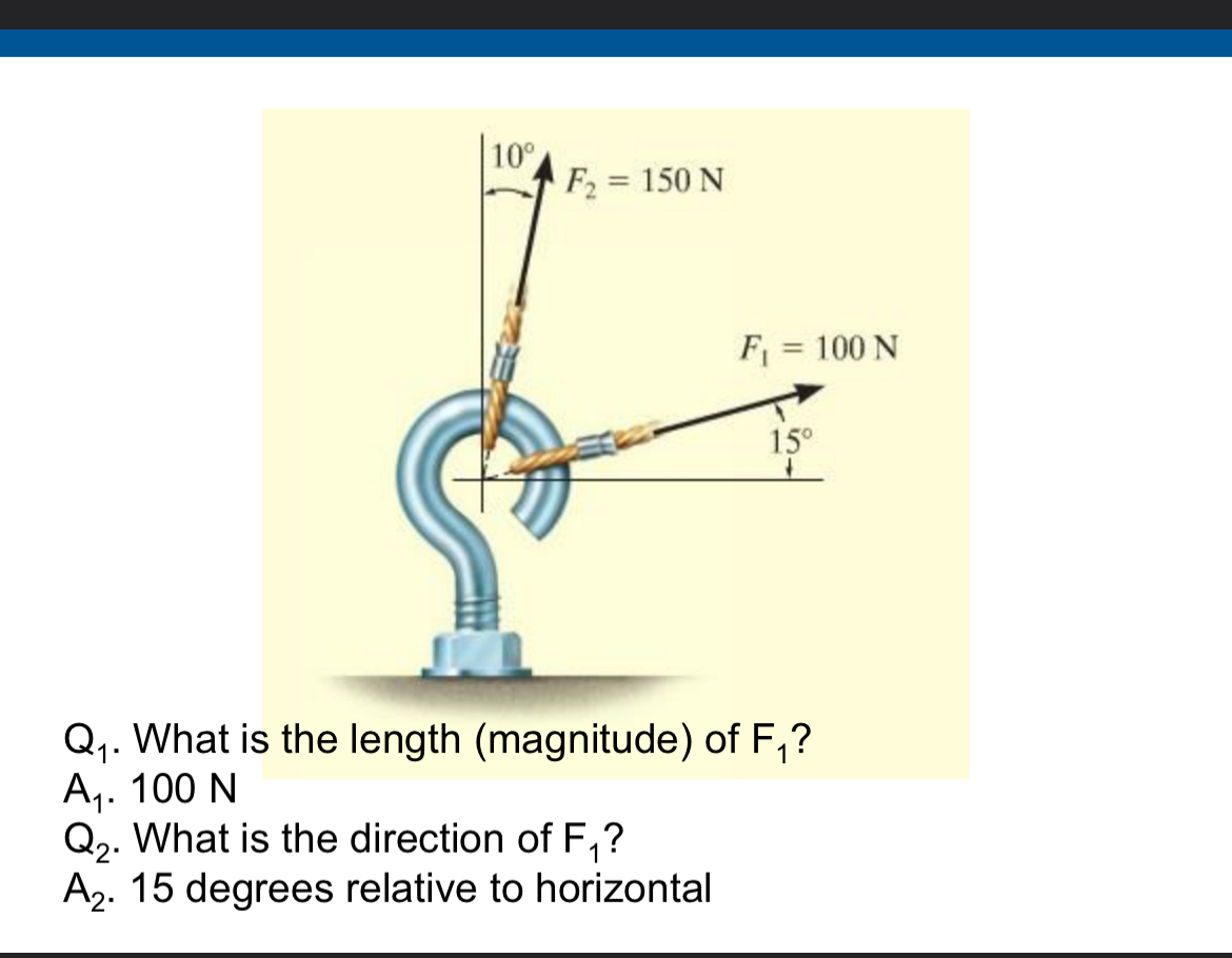 Q 1 . What is the length ( magnitude ) of F 1 ? A