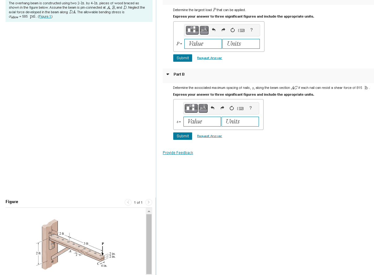 The overhang bean is constructed using two 2 - in