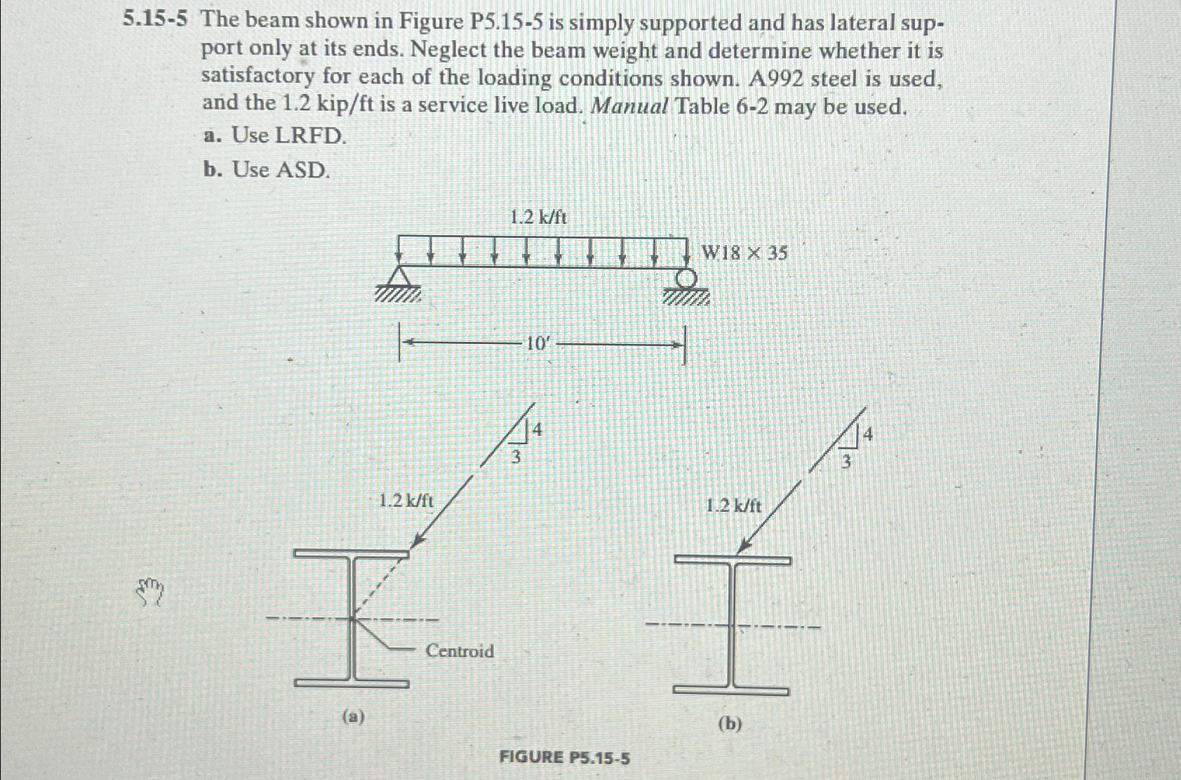 5 . 1 5 - 5 The beam shown in Figure P 5 . 1 5 -