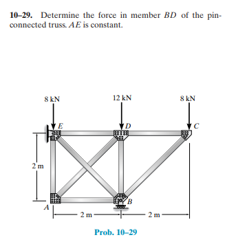 1 0 - 2 9 . Determine the force in member B D of