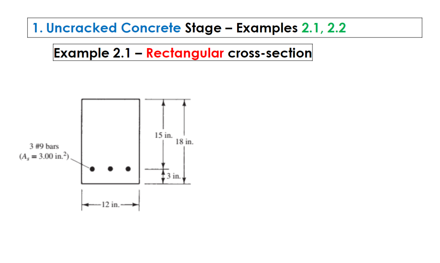 1 . Uncracked Concrete Stage - Examples 2 . 1 , 2