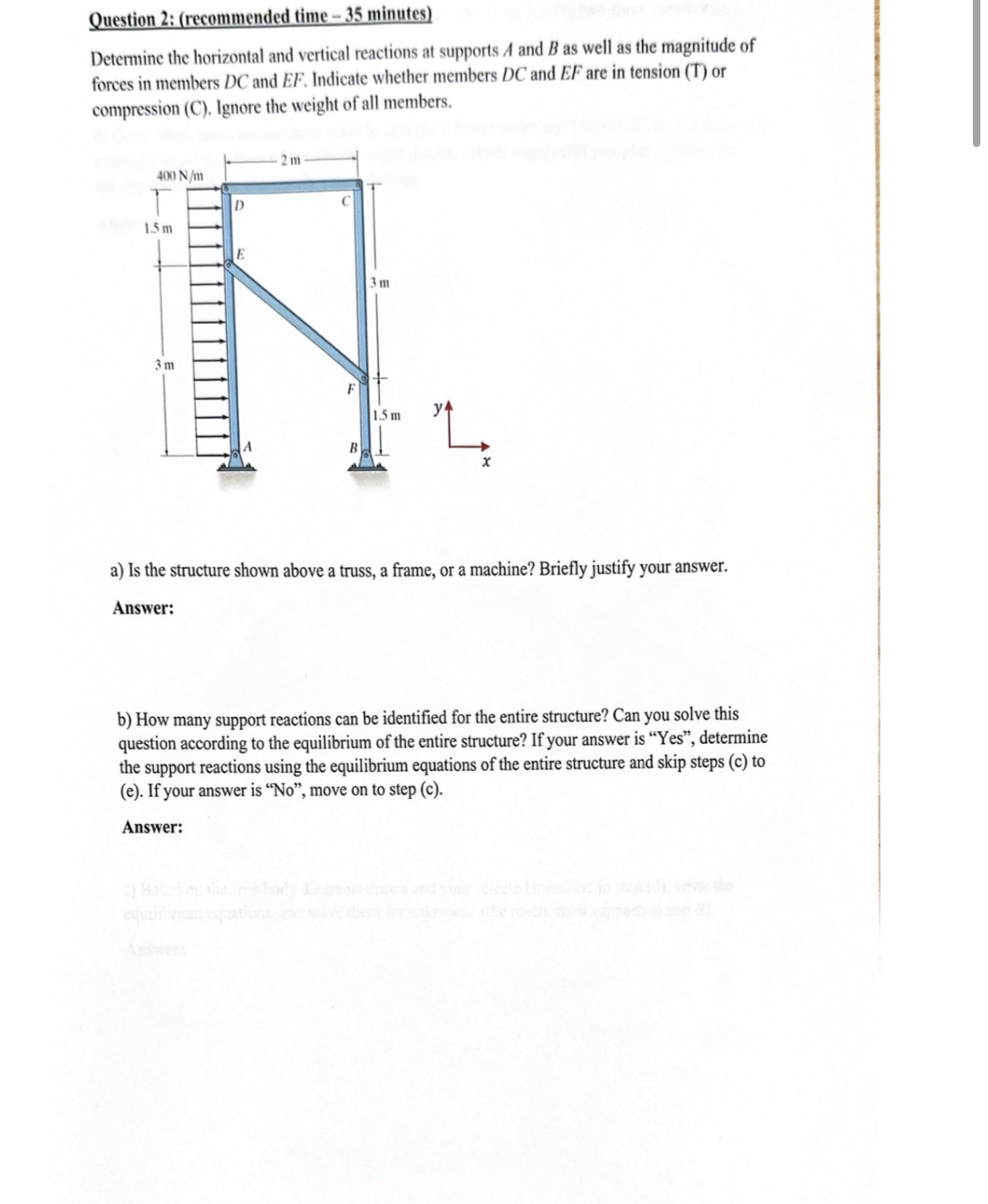 Question 2 : ( recommended time - 3 5 minutes )