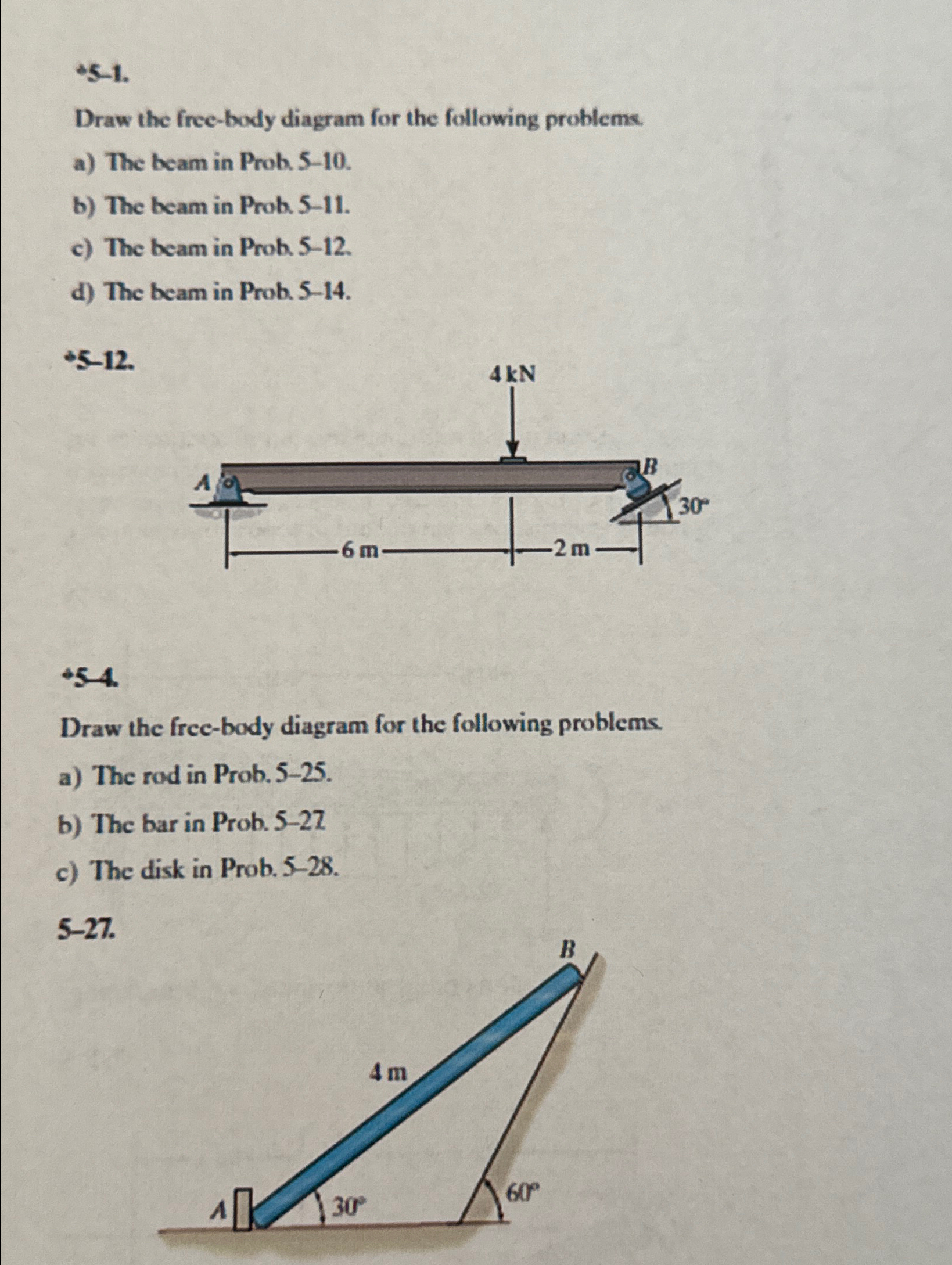 + 5 - 1 . Draw the free - body diagram for the