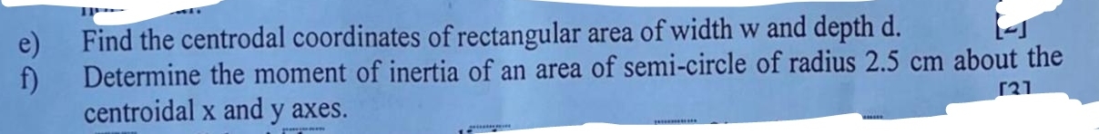 e ) Find the centrodal coordinates of rectangular