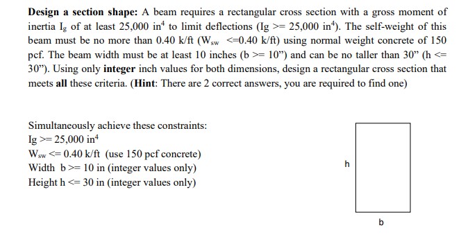 Design a section shape: A beam requires a