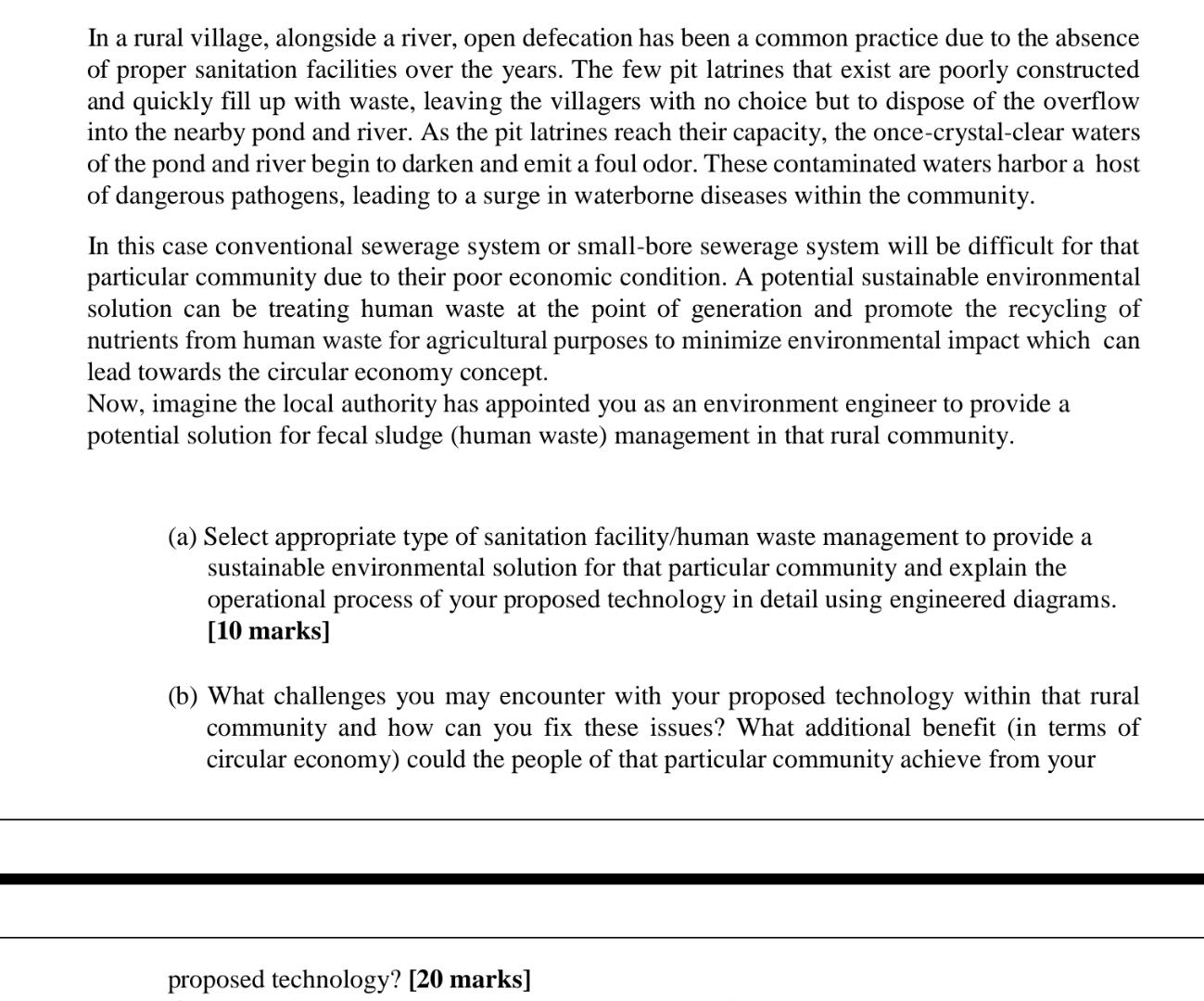 In a rural village, alongside a river, open