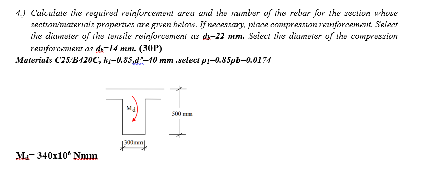 4 . ) Calculate the required reinforcement area