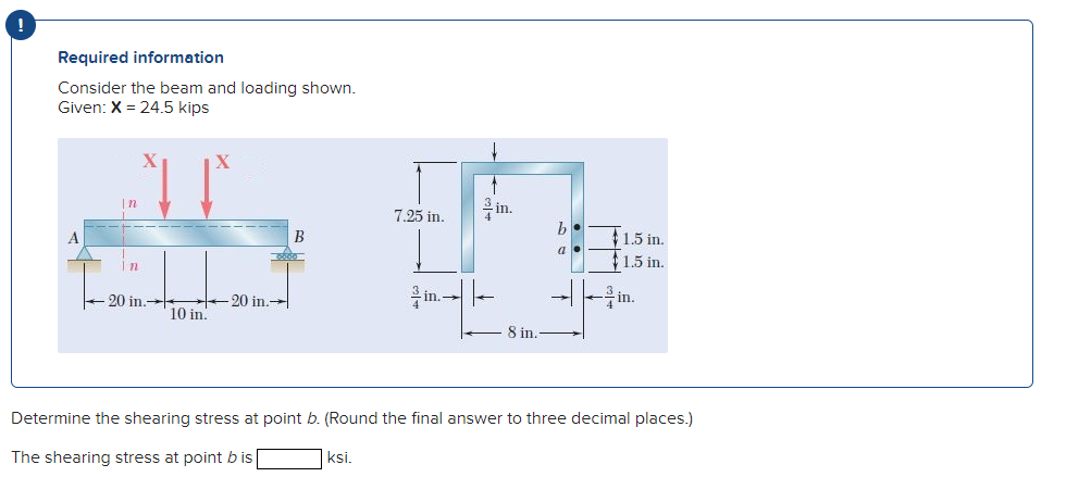 Consider the beam and loading shown. Given: X = 2