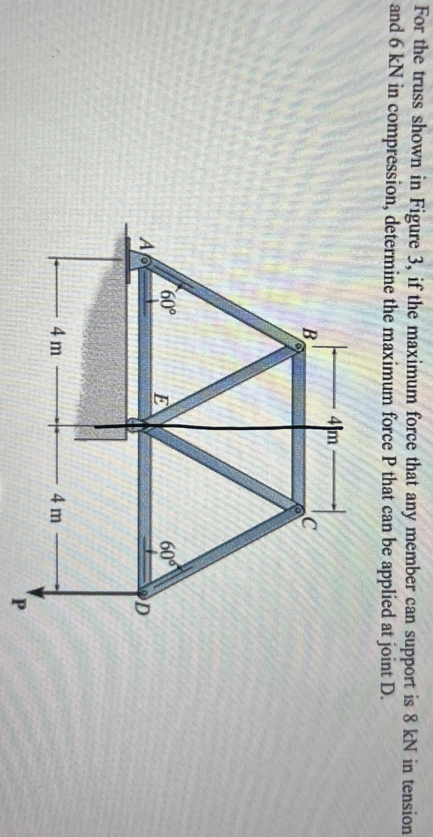 For the truss shown in Figure 3 , if the maximum