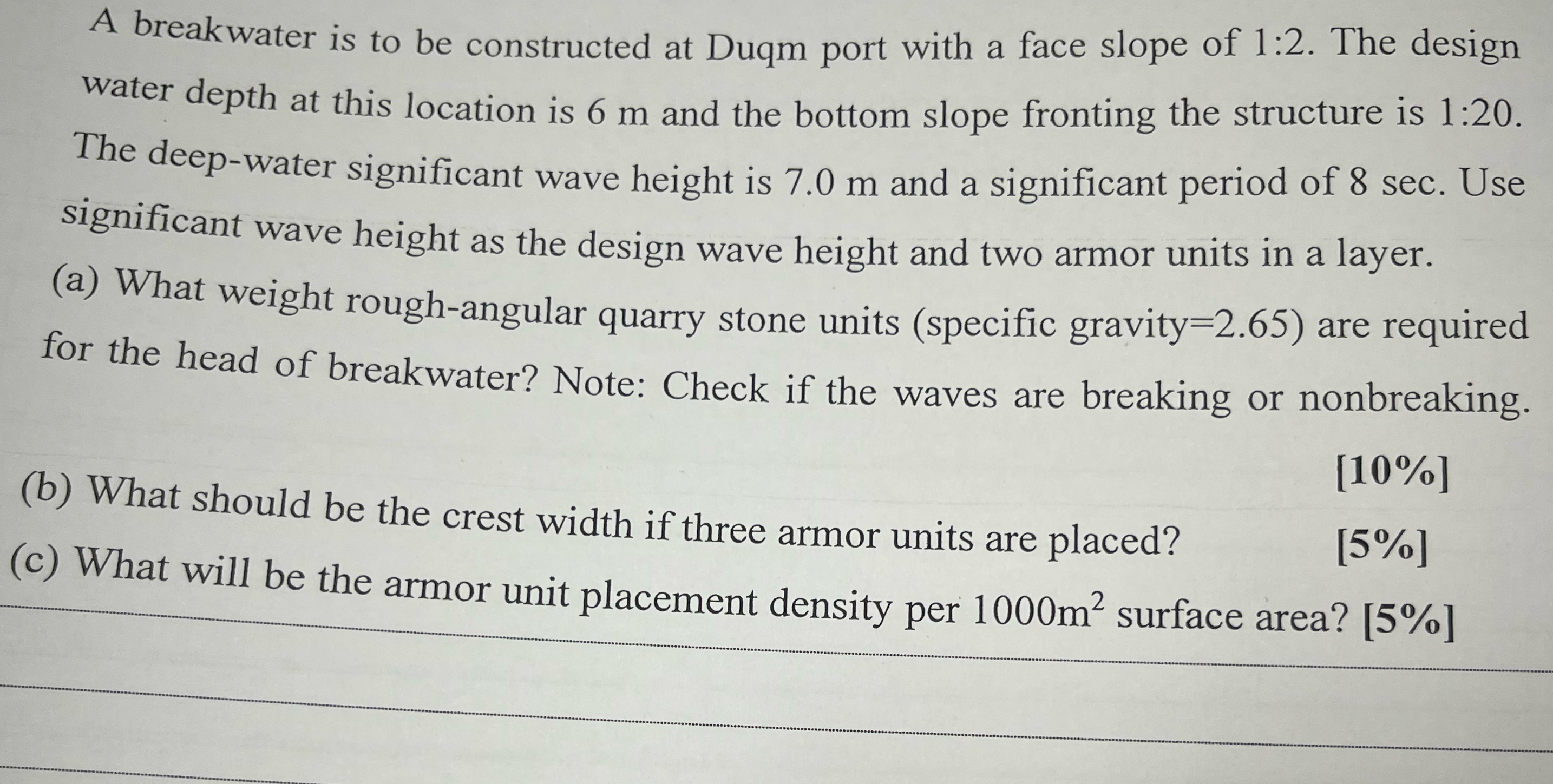 A breakwater is to be constructed at Duqm port