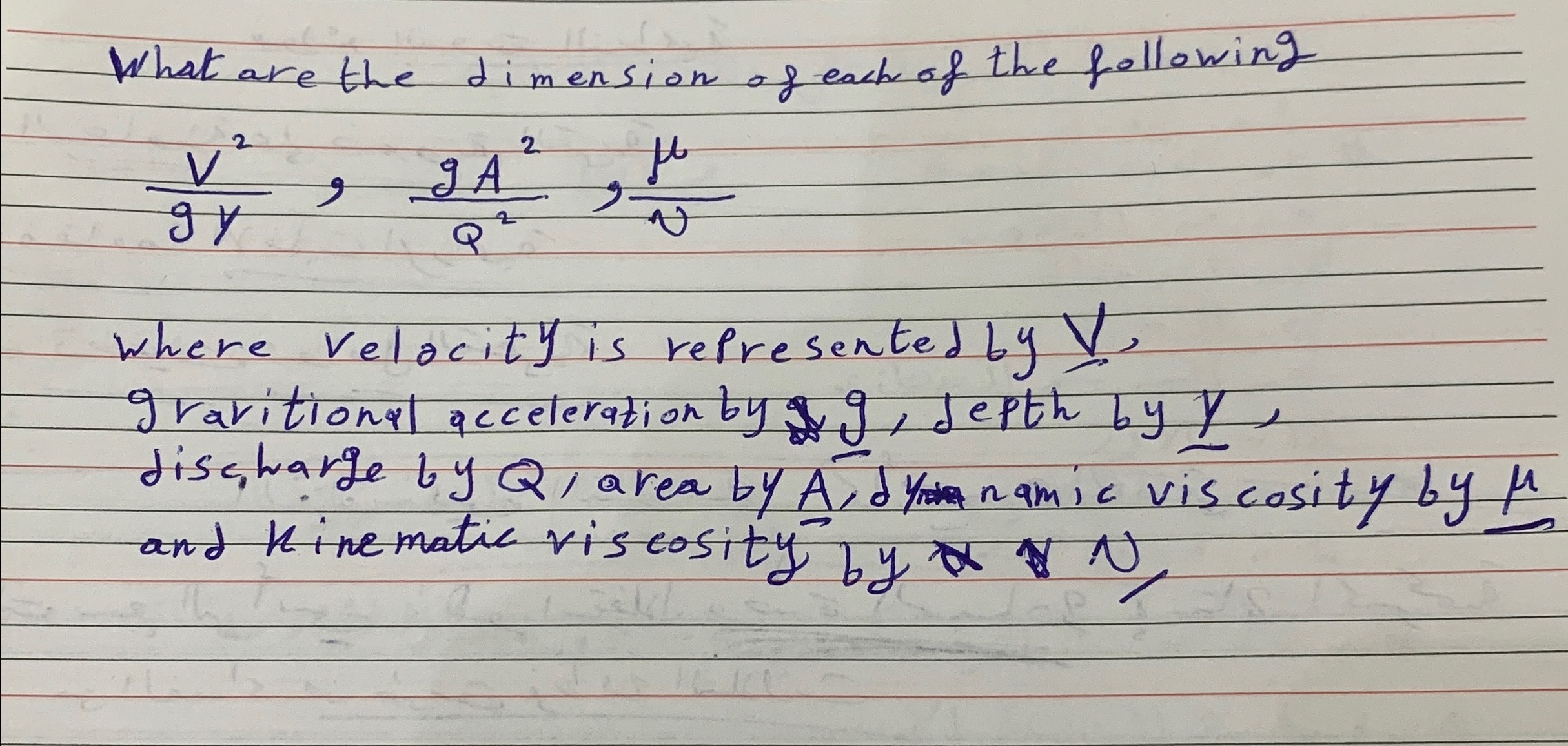What are the dimension of each of the following V