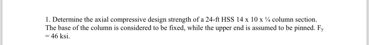 Determine the axial compressive design strength