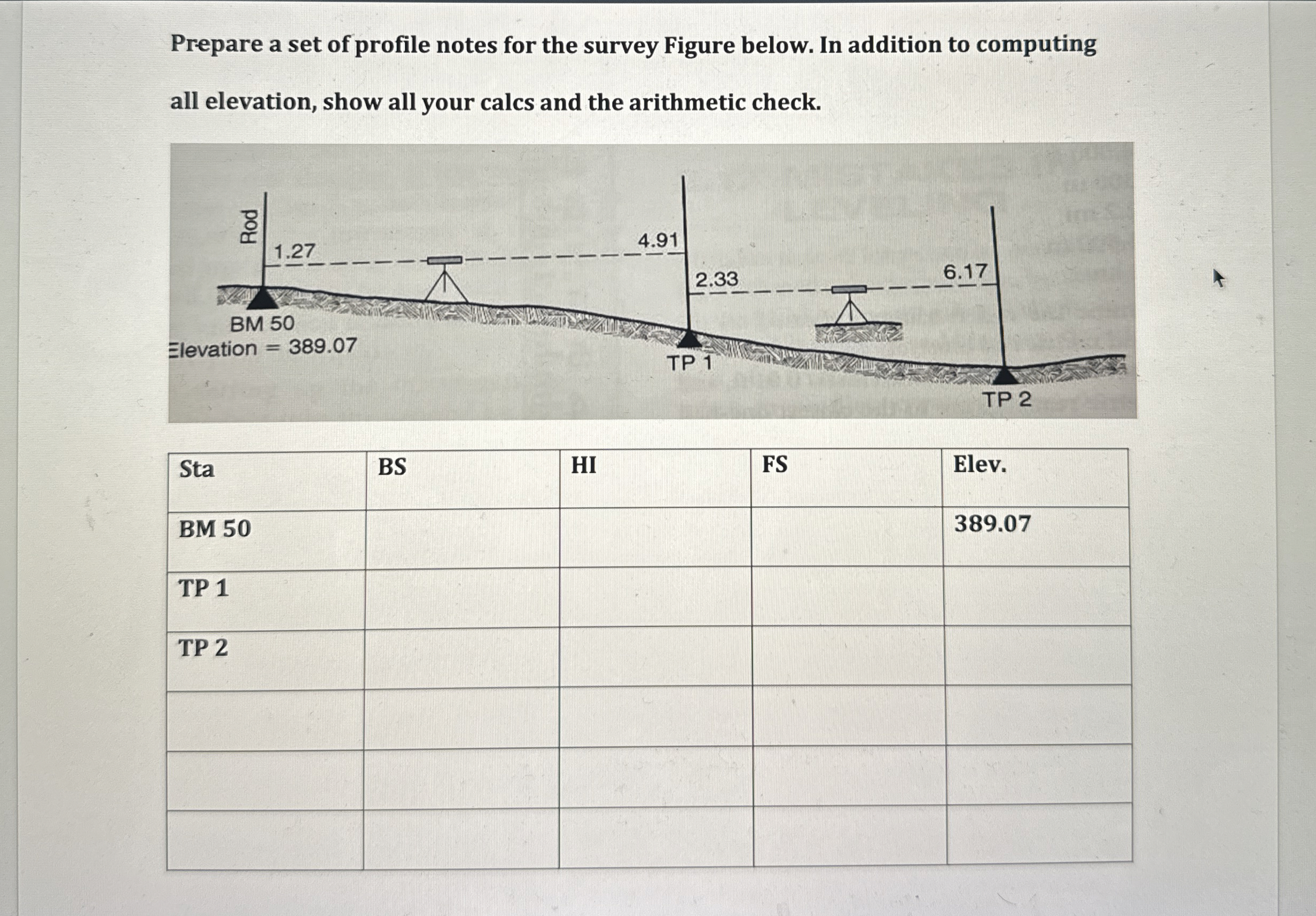 Prepare a set of profile notes for the survey