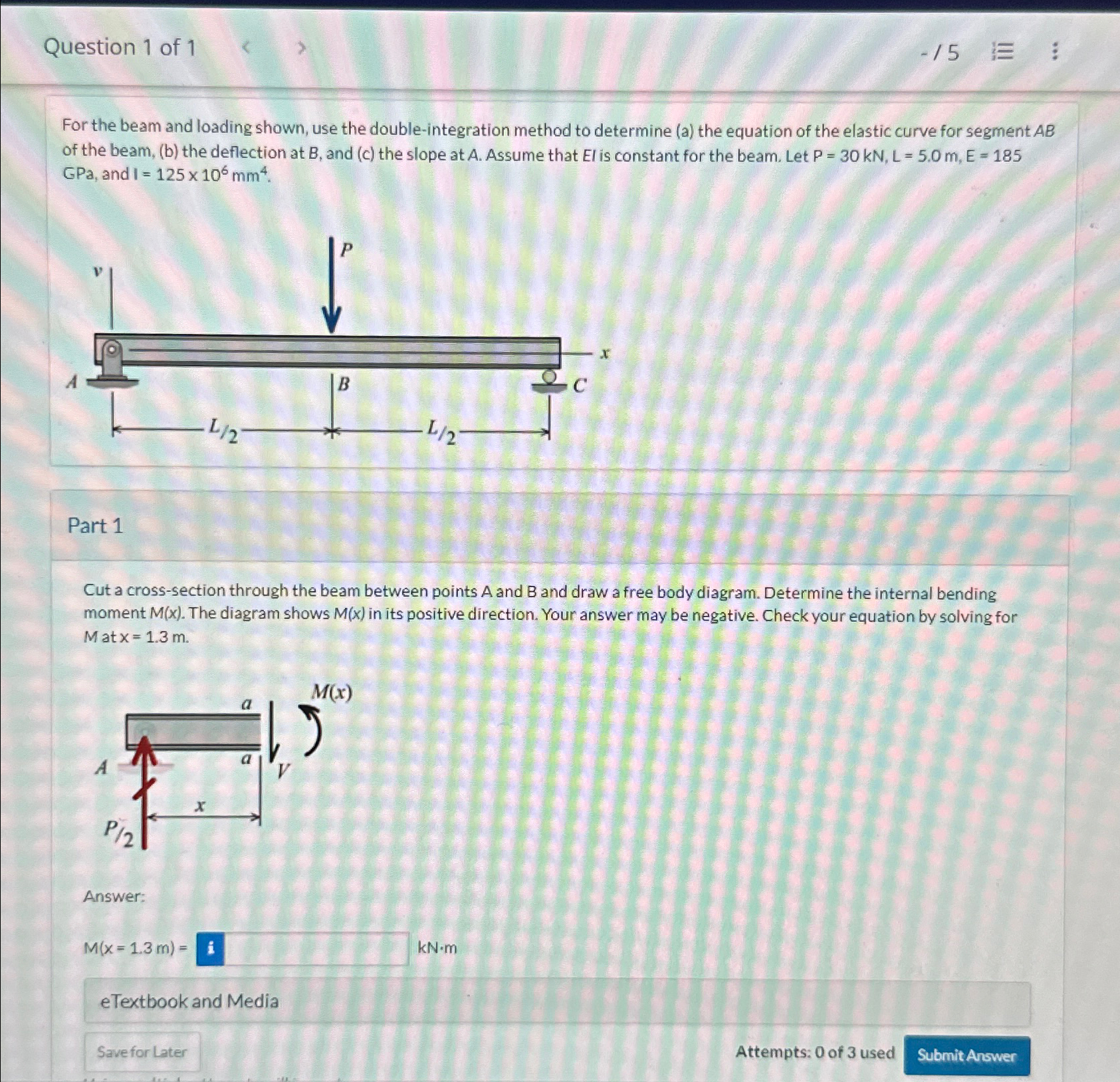 For the beam and loading shown, use the double -