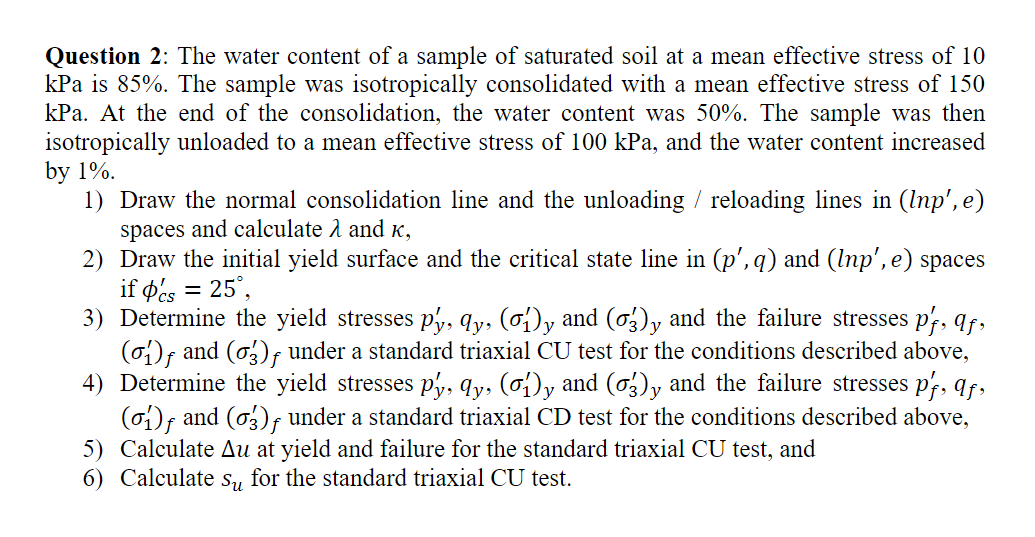 Question 2 : The water content of a sample of