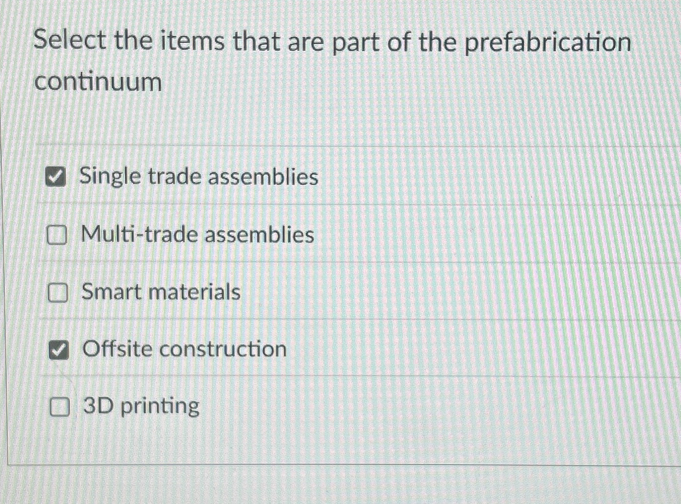 Select the items that are part of the