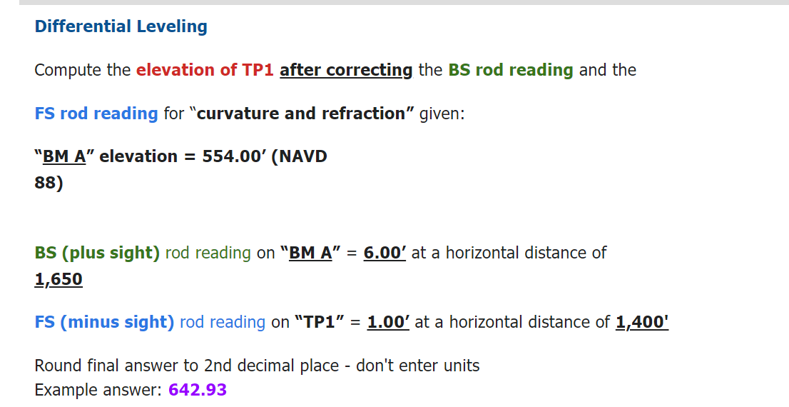Help performing the calculations with