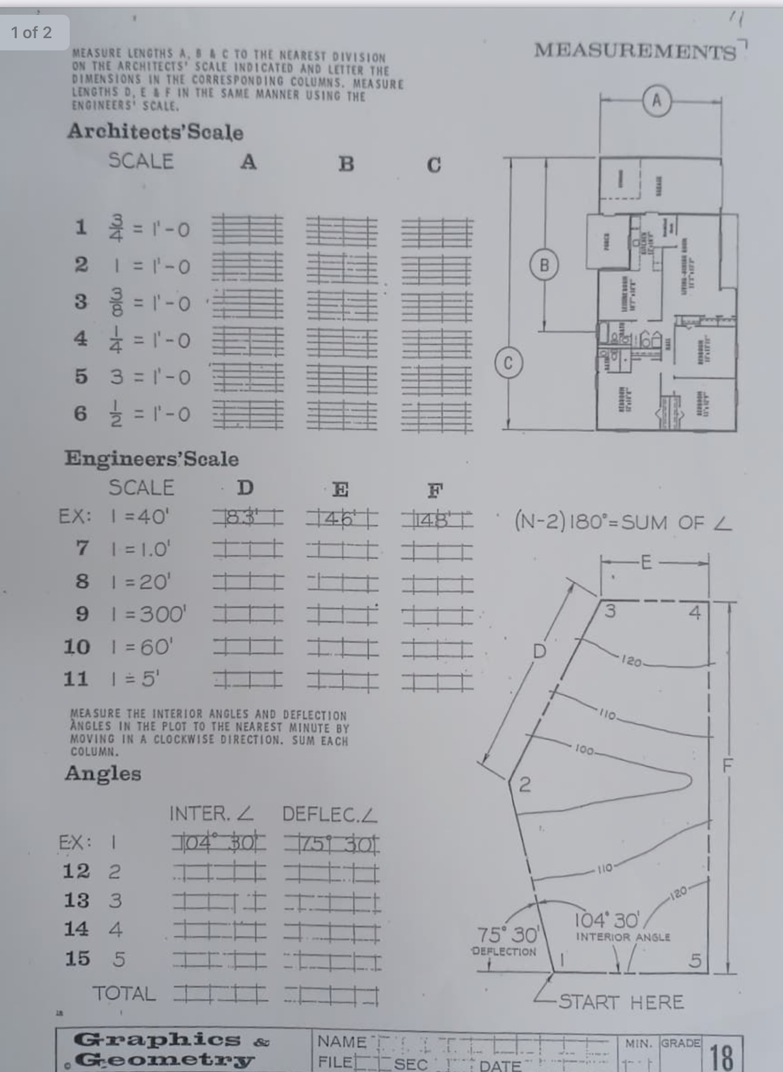 1 of 2 MEASURE LENGTHS A , B C TO THE NEAREST