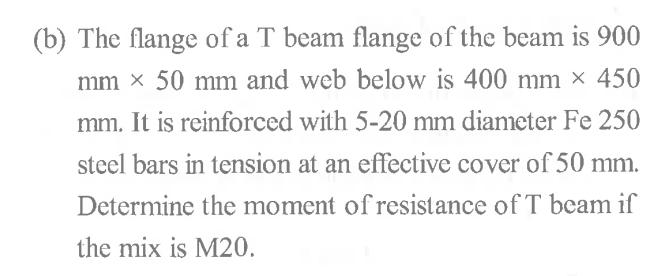( b ) The flange of a T beam flange of the beam
