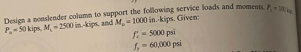 Design a nonslender column to support the