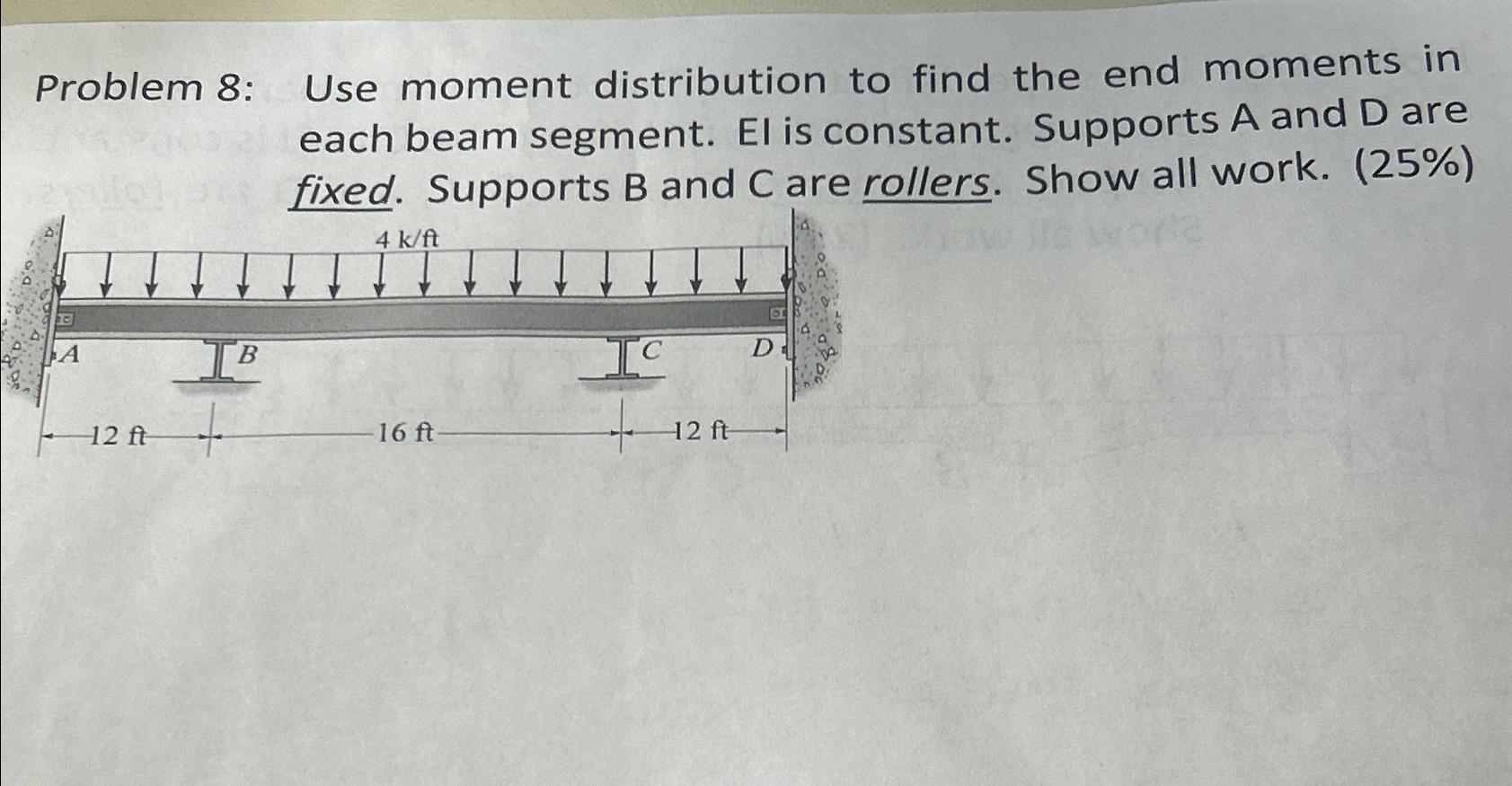 Problem 8 : Use moment distribution to find the