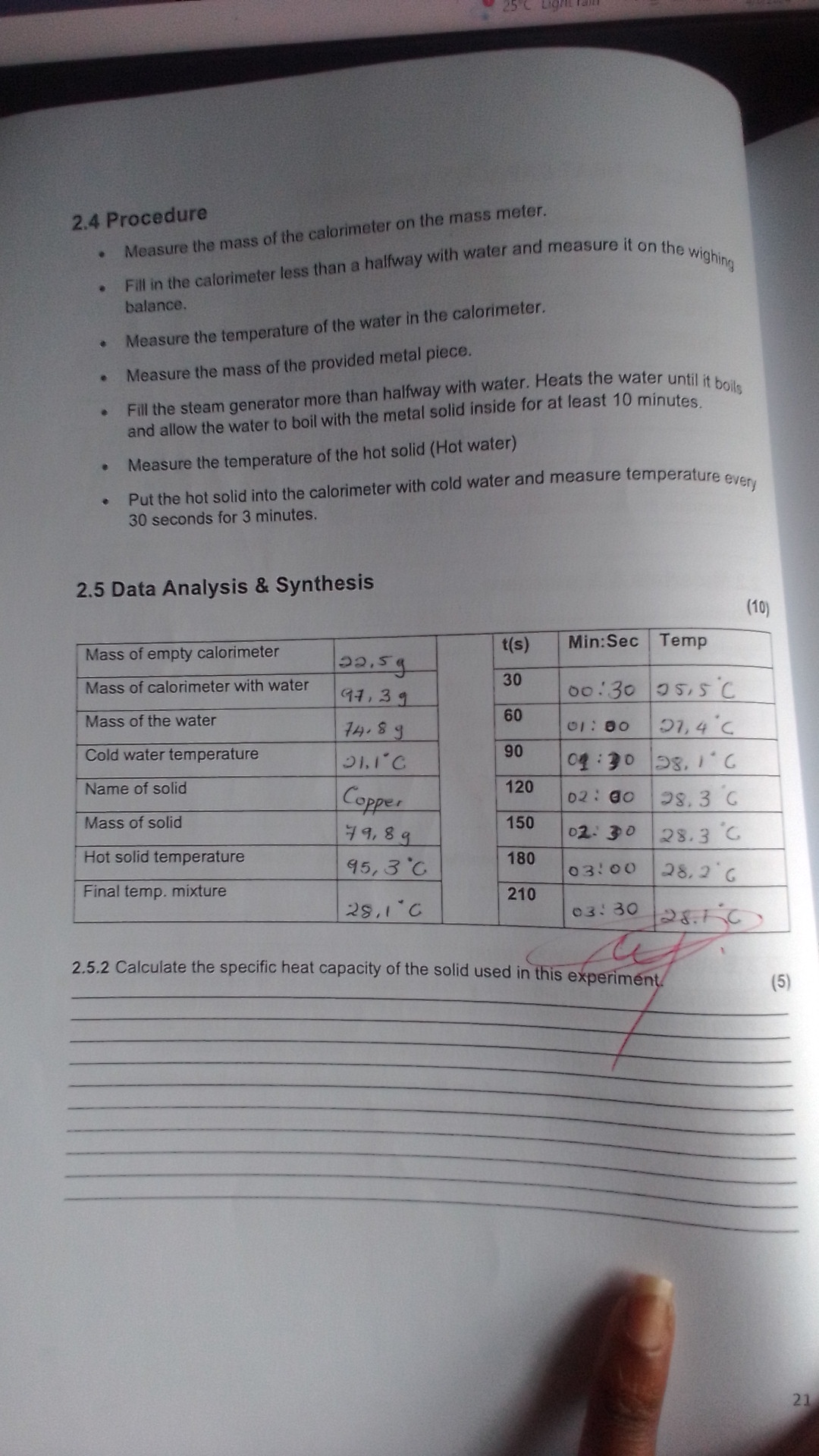 2 . 4 Procedure Measure the mass of the