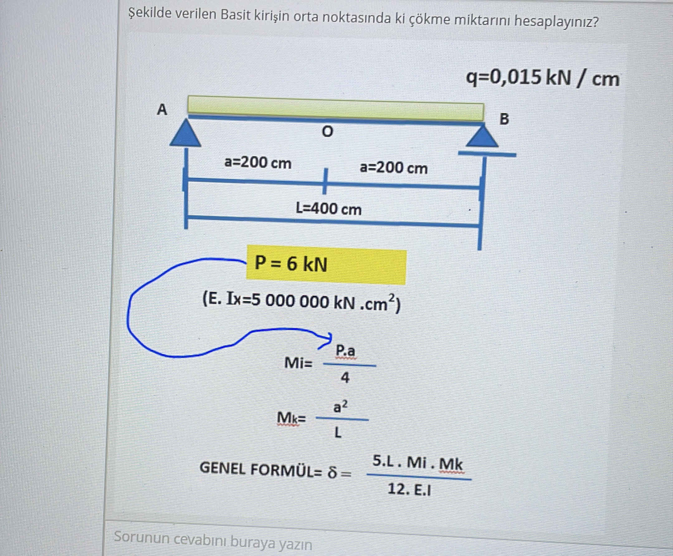 ekilde verilen Basit kiri in orta noktas nda ki