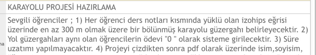 KARAYOLU PROJESI HAZIRLAMA Sevgili renciler ; 1 )