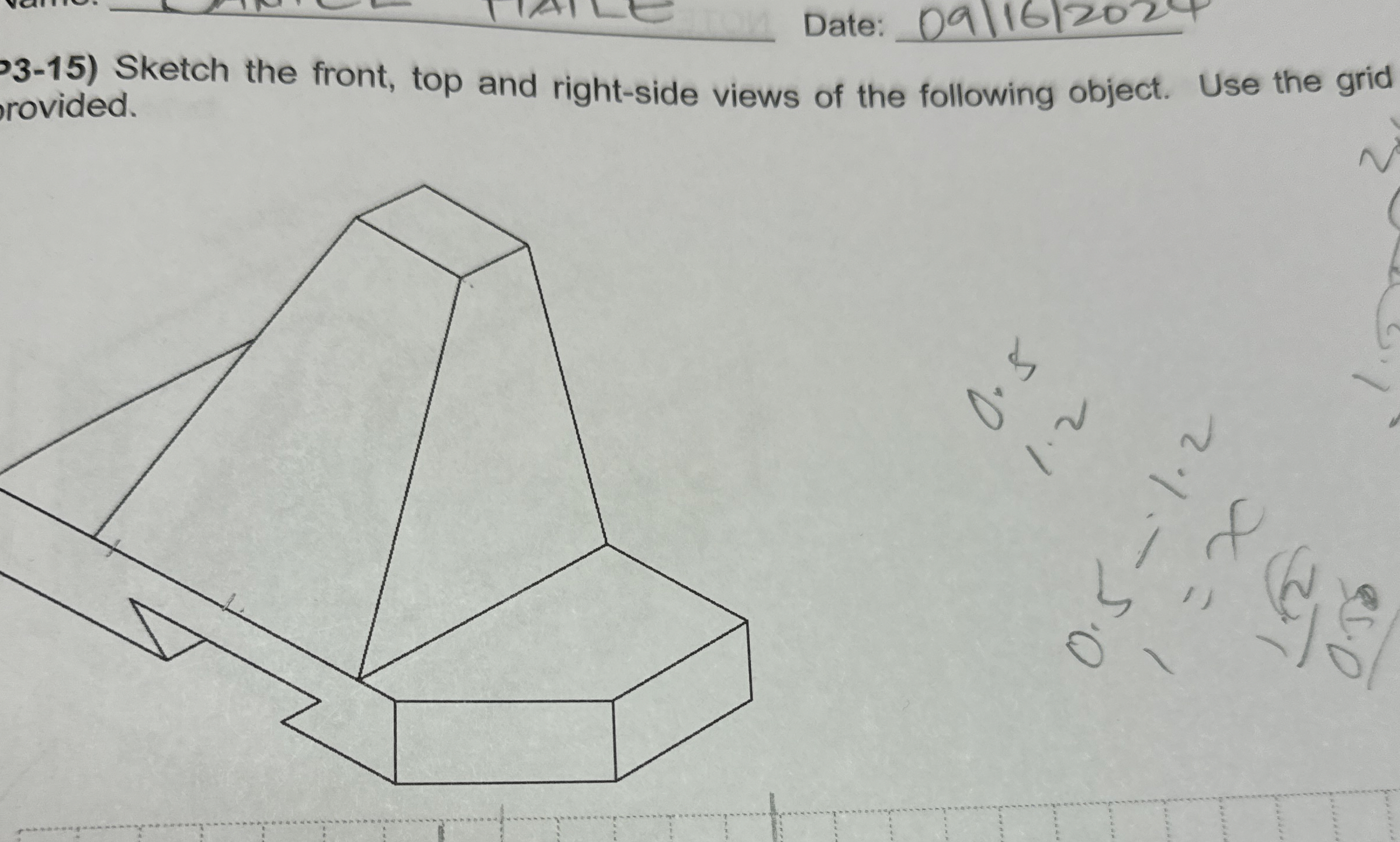 3 - 1 5 ) Sketch the front, top and right - side