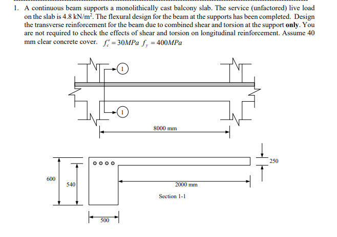 A continuous beam supports a monolithically cast