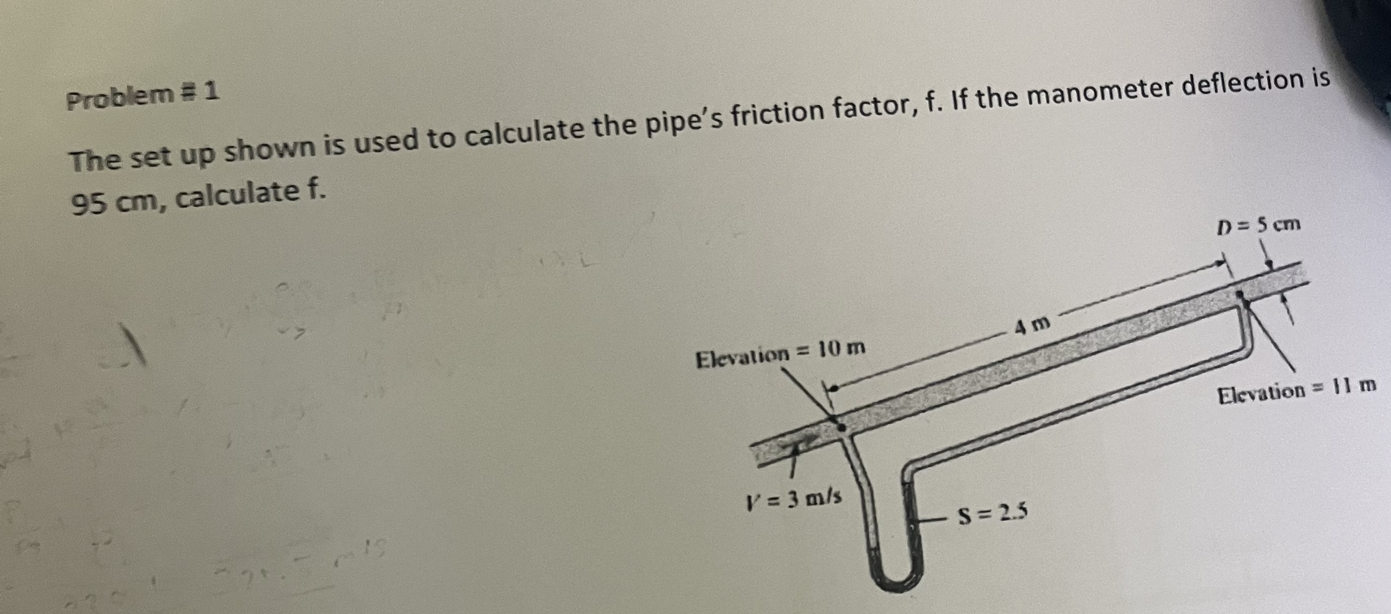 Problem # 1 The set up shown is used to calculate