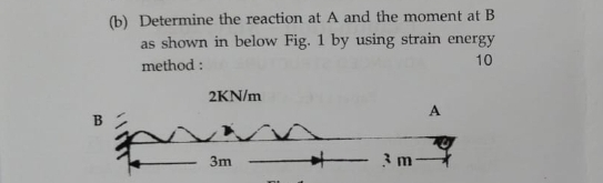 ( b ) Determine the reaction at A and the moment