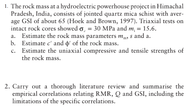 The rock mass at a hydroelectric powerhouse