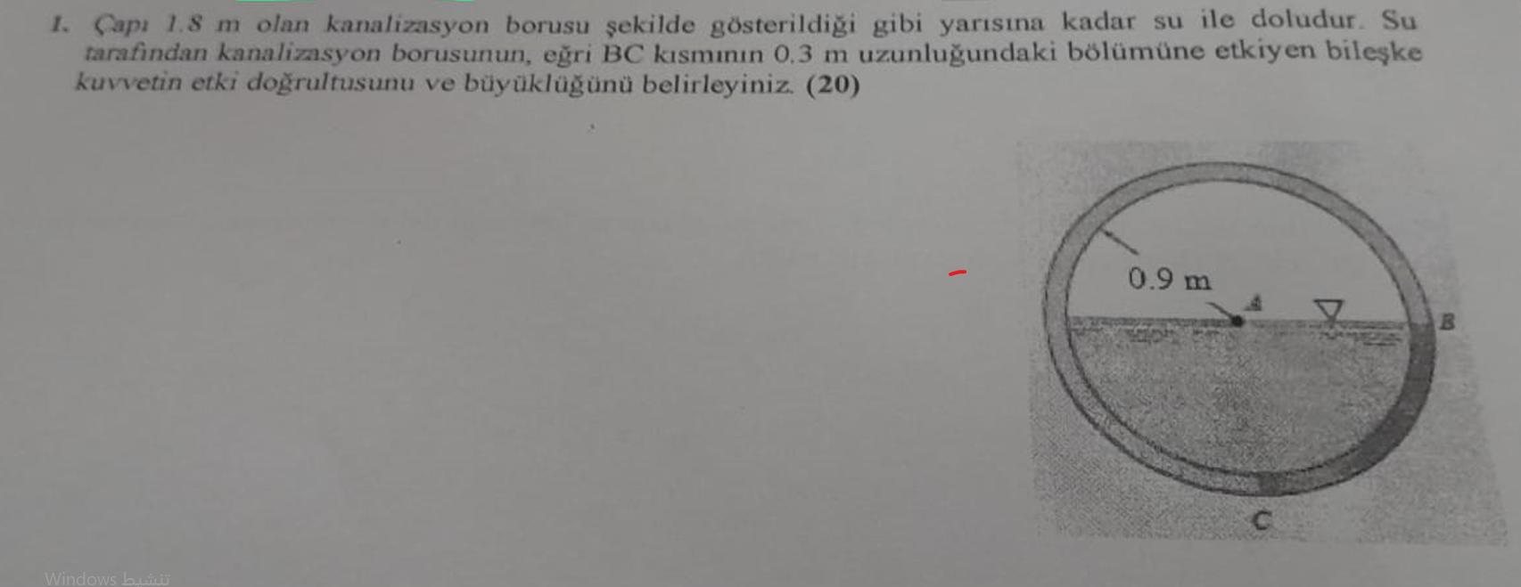 The sewer pipe with a diameter of 1 . 8 m is half