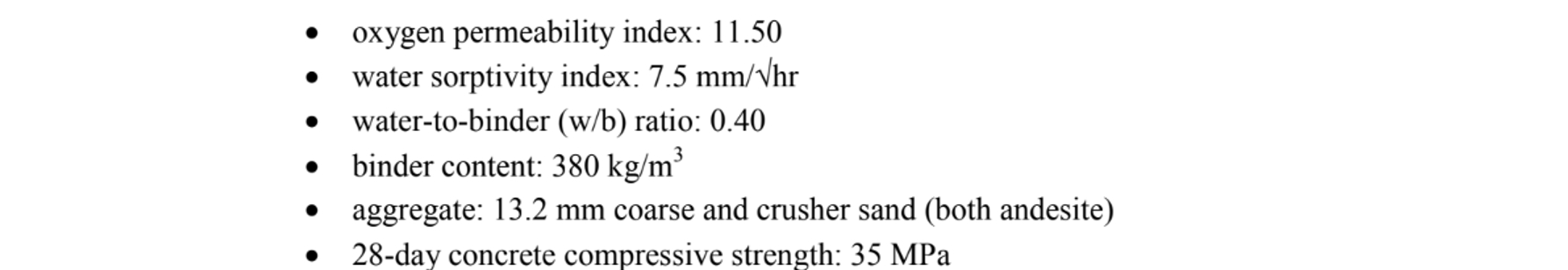 The following specifications were given to a