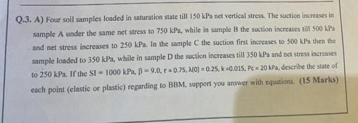 Q . 3 . A ) Four soil samples loaded in