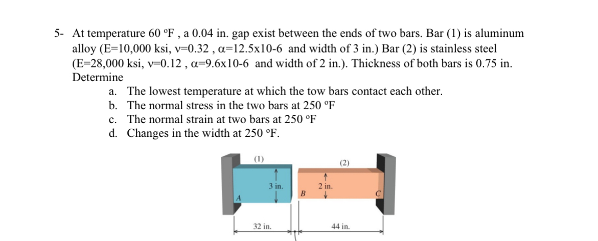 5 - At temperature 6 0 F , a 0 . 0 4 in . gap