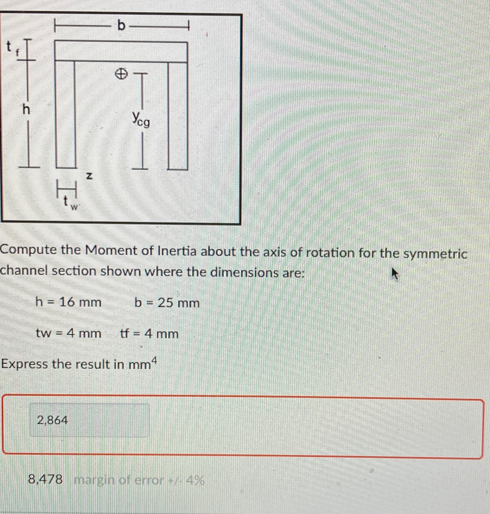 Compute the Moment of Inertia about the axis of