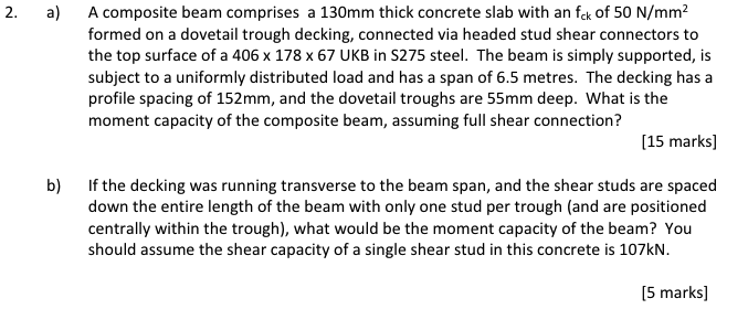 a ) A composite beam comprises a 1 3 0 m m thick